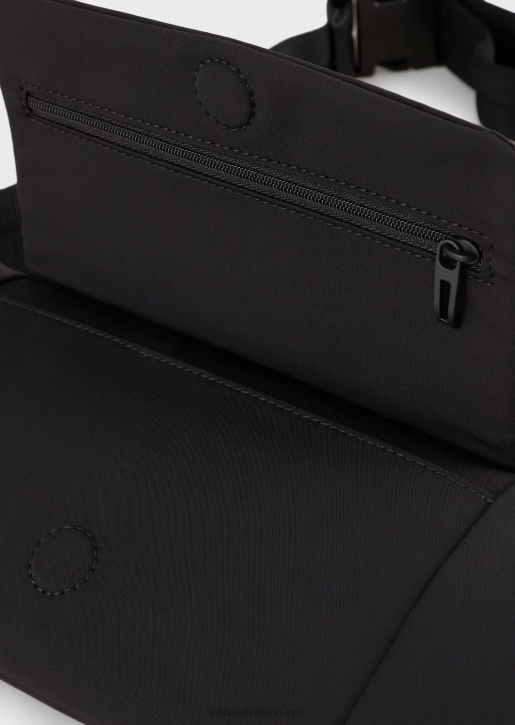 Men 086V1969 Travel Essentials Waterproof Nylon Belt Bag Armani Black Logo