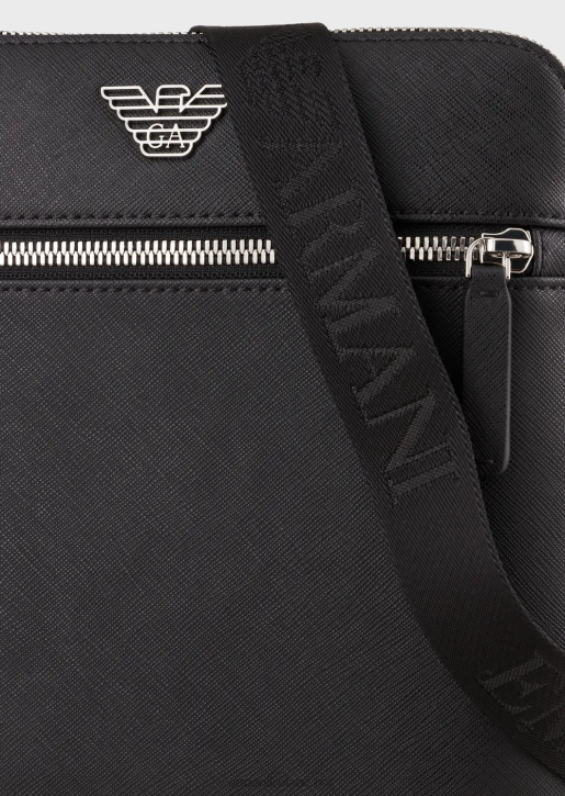 Men 086V1974 Regenerated-Leather Shoulder Bag With Eagle Pate Armani Black