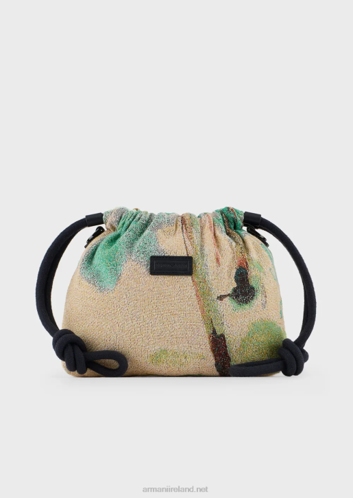Men 086V1987 Reversible Nylon Mini Crossbody Bag With Palm Print Armani