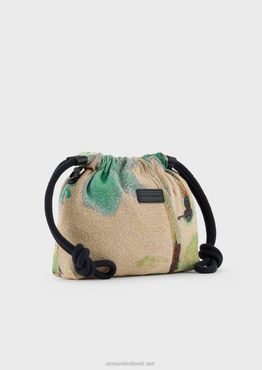Men 086V1987 Reversible Nylon Mini Crossbody Bag With Palm Print Armani