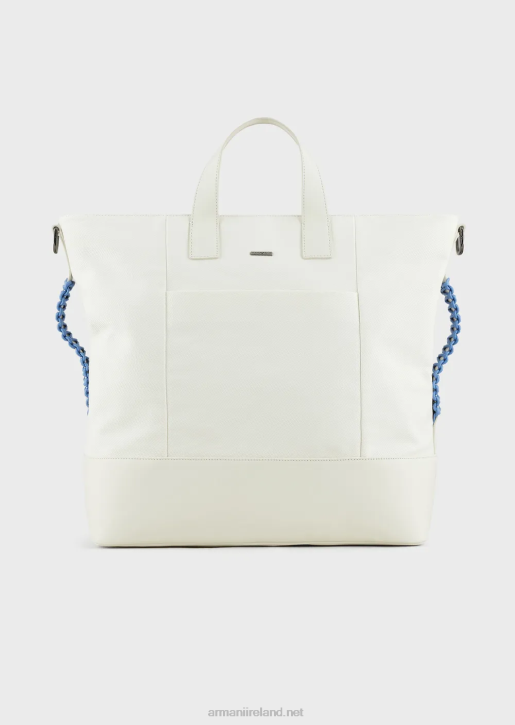 Men 086V1988 Recycled Twill Shopper Bag With Leather Details Armani