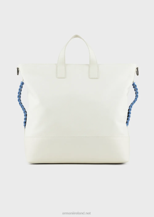 Men 086V1988 Recycled Twill Shopper Bag With Leather Details Armani