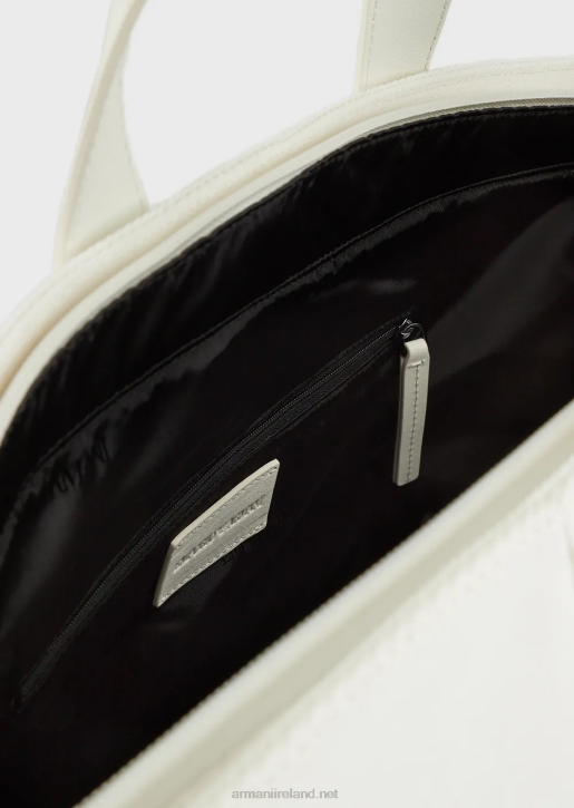 Men 086V1988 Recycled Twill Shopper Bag With Leather Details Armani