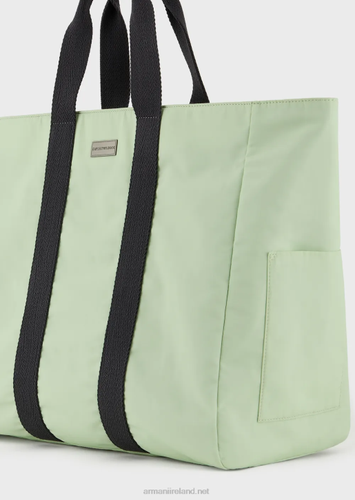 Men 086V1989 Reversible Nylon Palm Print Shopper Bag Armani