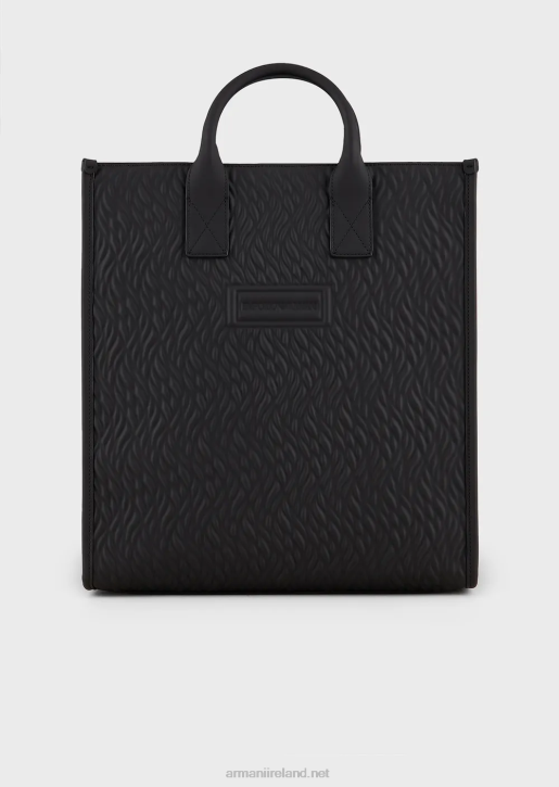 Men 086V1990 Rubber Shopper Bag With Wave Design Armani