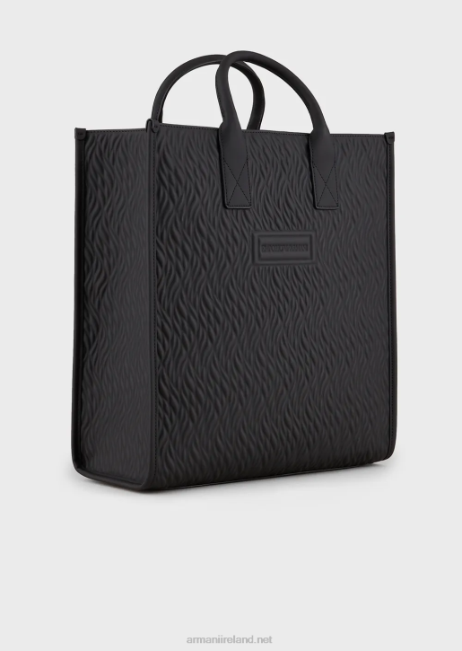 Men 086V1990 Rubber Shopper Bag With Wave Design Armani