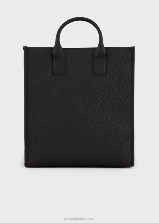 Men 086V1990 Rubber Shopper Bag With Wave Design Armani
