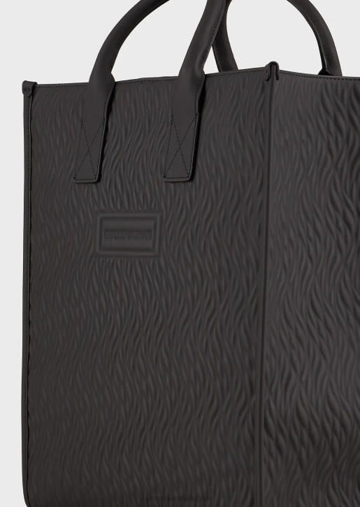 Men 086V1990 Rubber Shopper Bag With Wave Design Armani