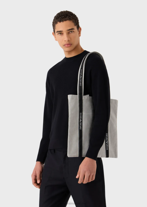 Men 086V1994 Emporio Armani Project For Earth Day Sustainable Fabric Shopper BagGray