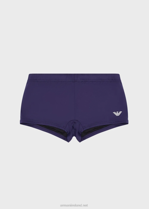 Men 086V1002 Recycled Microfibre Square Leg Swimsuit With Embroidered Eagle Armani Avio
