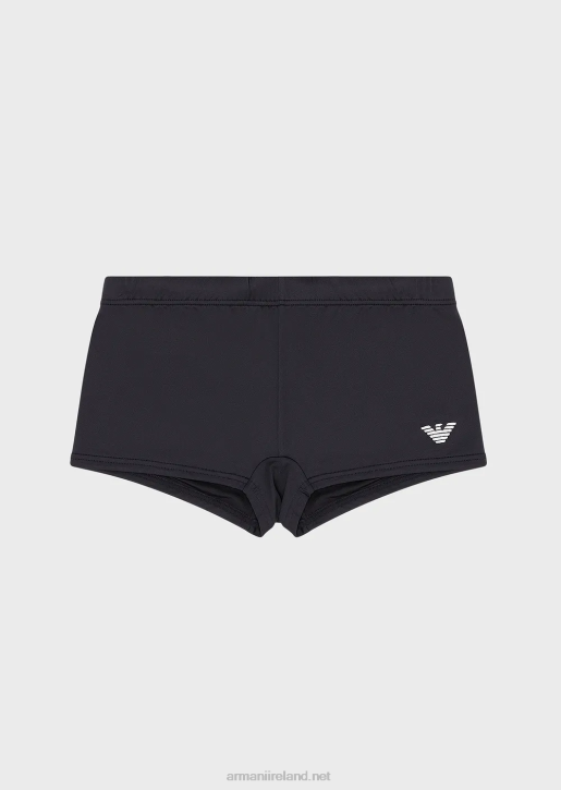 Men 086V1003 Recycled Microfibre Square Leg Swimsuit With Embroidered Eagle Armani Black
