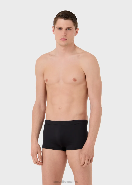 Men 086V1003 Recycled Microfibre Square Leg Swimsuit With Embroidered Eagle Armani Black