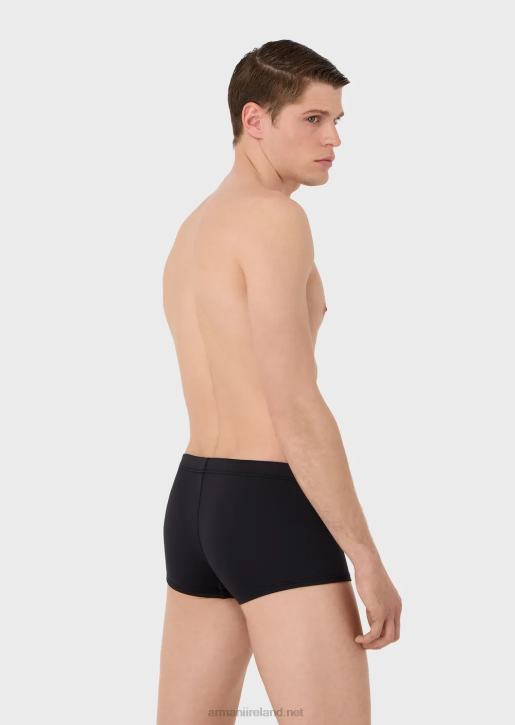 Men 086V1003 Recycled Microfibre Square Leg Swimsuit With Embroidered Eagle Armani Black