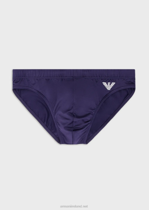 Men 086V1004 Recycled Microfibre Swim Briefs With Embroidered Eagle Armani Avio