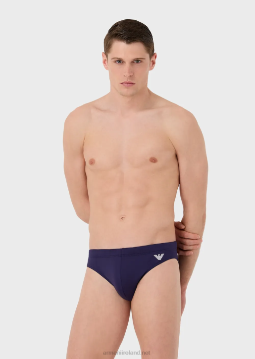 Men 086V1004 Recycled Microfibre Swim Briefs With Embroidered Eagle Armani Avio