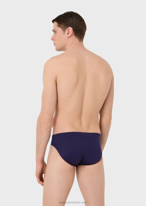 Men 086V1004 Recycled Microfibre Swim Briefs With Embroidered Eagle Armani Avio