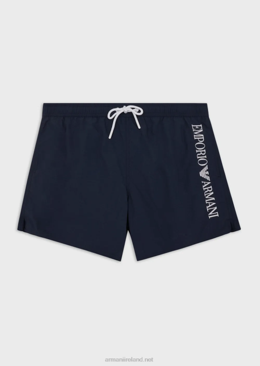 Men 086V986 Swim Trunks With Drawstring And Embroidered Logo Armani Navy Blue