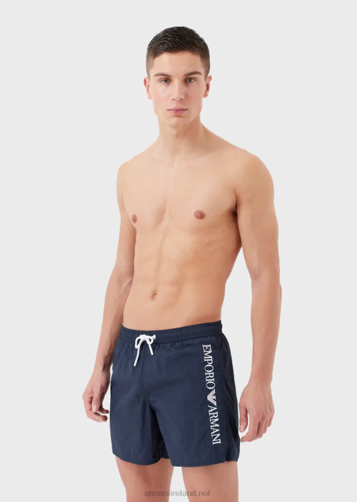 Men 086V986 Swim Trunks With Drawstring And Embroidered Logo Armani Navy Blue