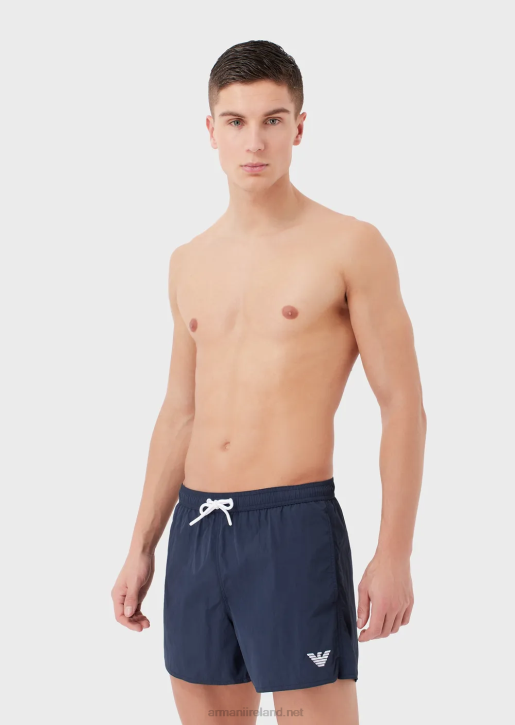 Men 086V989 Swim Shorts With Drawstring And Embroidered Logo Armani Navy Blue