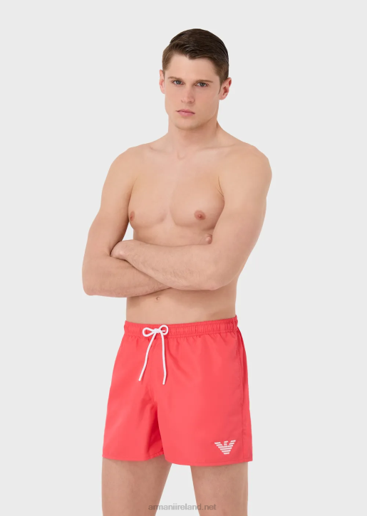 Men 086V991 Essential Drawstring Swim Shorts Armani Coral
