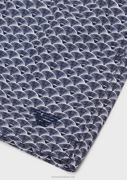 Men 086V997 Swim Trunks With Drawstring And All-Over Micro-Pattern Armani Pattern