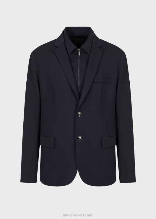 Men 086V1011 Lyocell-Blend Blazer With Detachable Inner Panel Armani Navy Blue