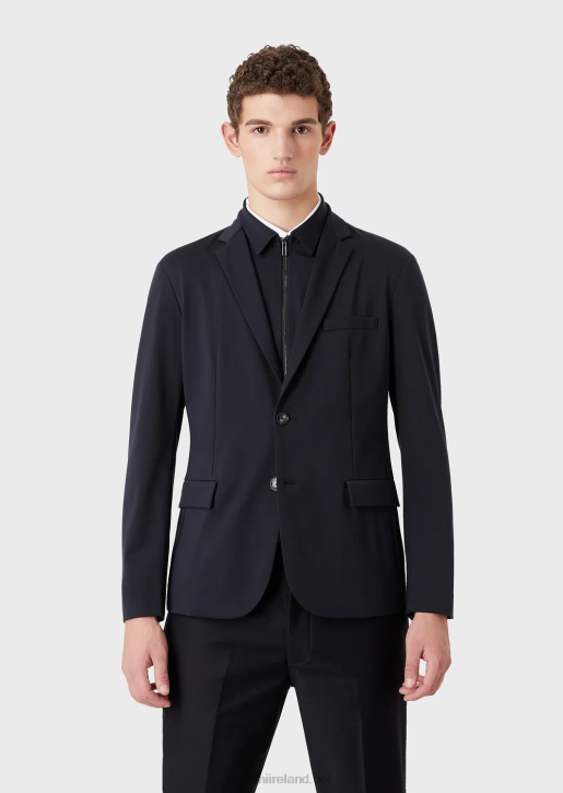 Men 086V1011 Lyocell-Blend Blazer With Detachable Inner Panel Armani Navy Blue