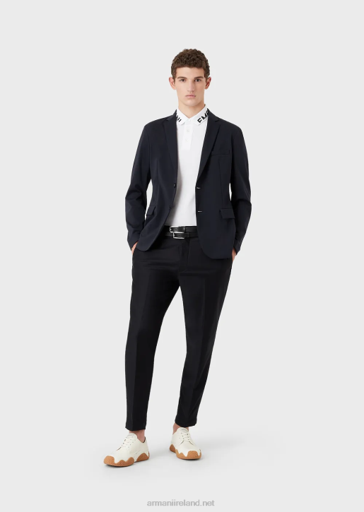 Men 086V1011 Lyocell-Blend Blazer With Detachable Inner Panel Armani Navy Blue