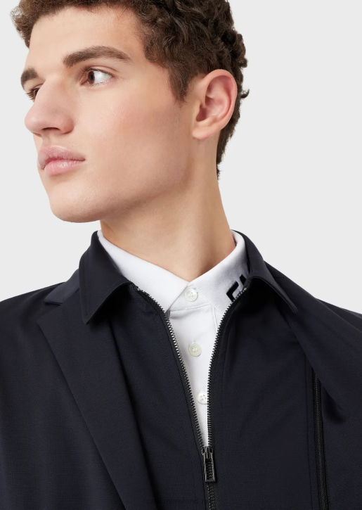 Men 086V1011 Lyocell-Blend Blazer With Detachable Inner Panel Armani Navy Blue