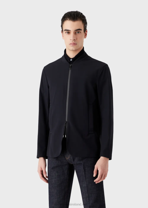 Men 086V1013 Water-Repellent Two-Way Stretch Technical Nylon Jacket Armani Navy Blue