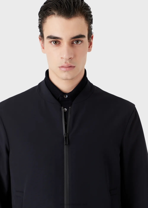 Men 086V1013 Water-Repellent Two-Way Stretch Technical Nylon Jacket Armani Navy Blue