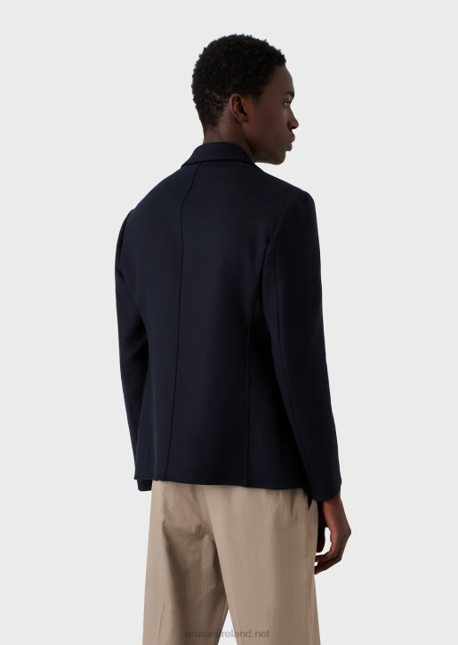 Men 086V1020 Single-Breasted Jacket In Lightweight Virgin Wool Cloth Armani Navy Blue