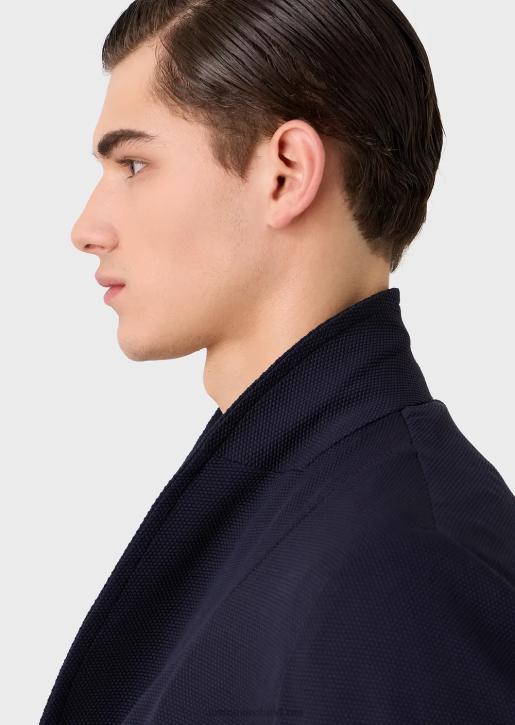 Men 086V1021 Double-Breasted Jacket In 3D Stretch Technical Jersey Armani Navy Blue