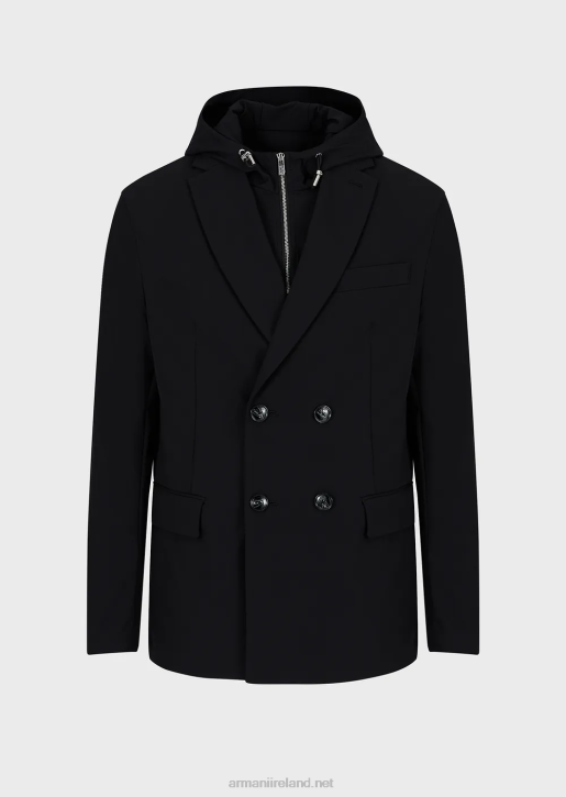 Men 086V1022 Two-Way Stretch Technical-Nylon Double-Breasted Jacket With Detachable Inner Panel Armani