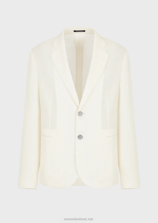 Men 086V1031 Single-Breasted Jacket In Jacquard Micro-Patterned Wool Crepe Armani
