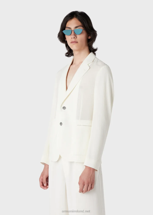 Men 086V1031 Single-Breasted Jacket In Jacquard Micro-Patterned Wool Crepe Armani