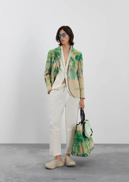 Men 086V1031 Single-Breasted Jacket In Jacquard Micro-Patterned Wool Crepe Armani