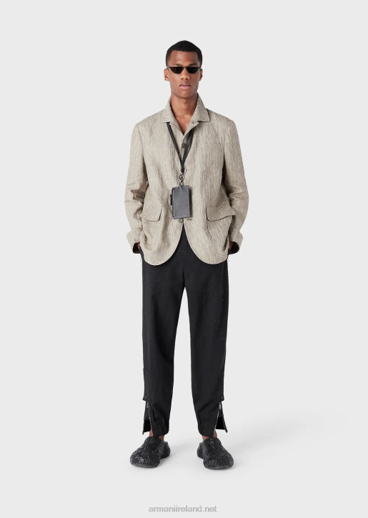 Men 086V1033 Shirt/Jacket In Needle-Punched Faded Linen Armani