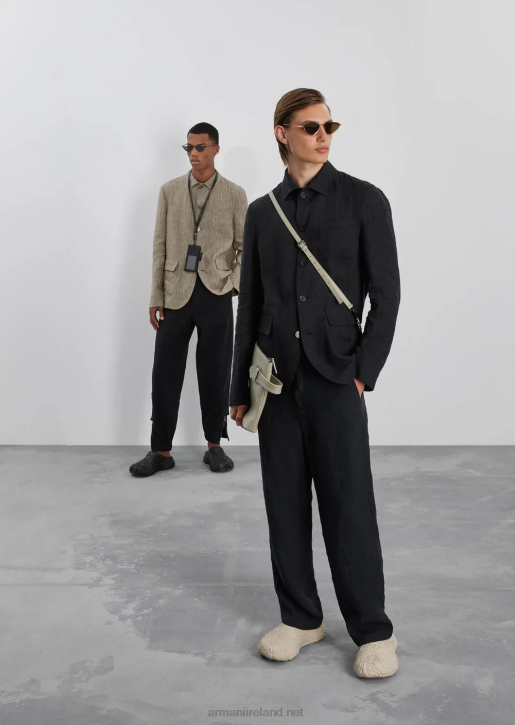 Men 086V1033 Shirt/Jacket In Needle-Punched Faded Linen Armani