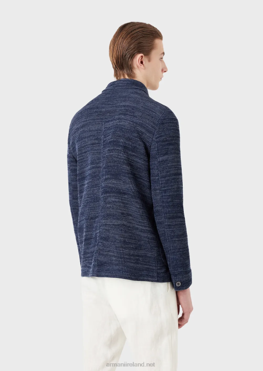 Men 086V1034 Tricot Jacket With Front Pockets Armani Blue