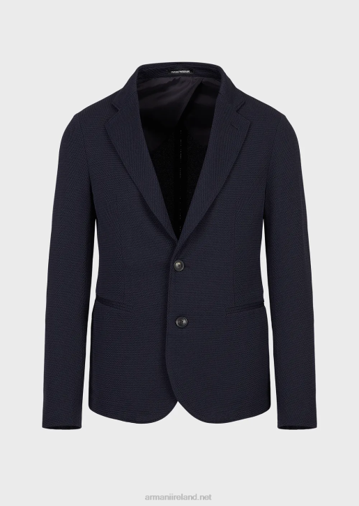 Men 086V1038 Single-Breasted Jacket In 3D Stretch Technical Jersey Armani Navy Blue