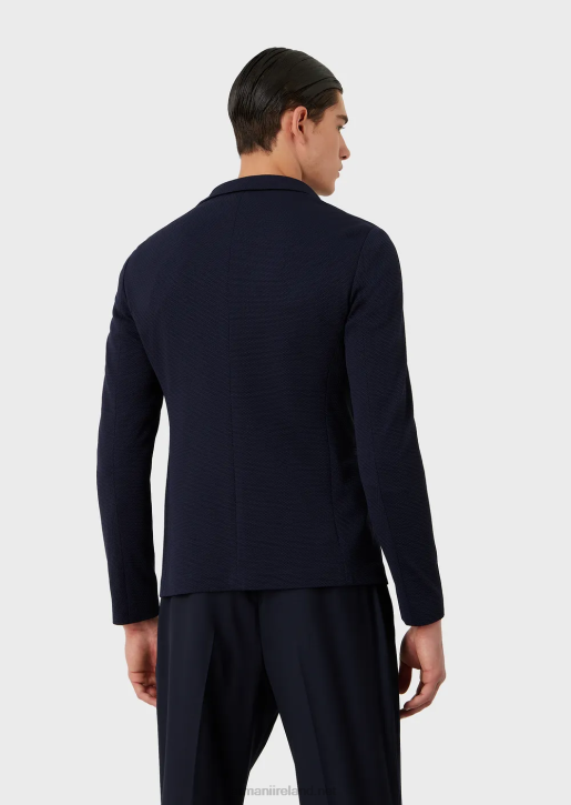 Men 086V1038 Single-Breasted Jacket In 3D Stretch Technical Jersey Armani Navy Blue