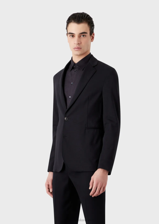Men 086V1040 Single-Breasted Jacket In Stretch Jersey Armani Navy Blue