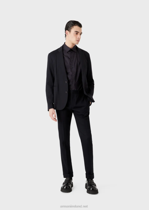 Men 086V1040 Single-Breasted Jacket In Stretch Jersey Armani Navy Blue