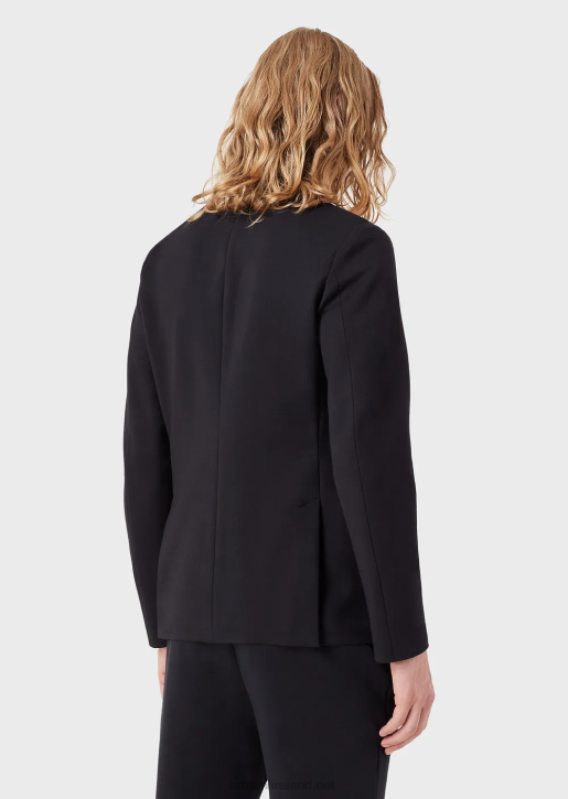 Men 086V1042 Stitched-Jersey Single-Breasted Jacket Armani Navy Blue