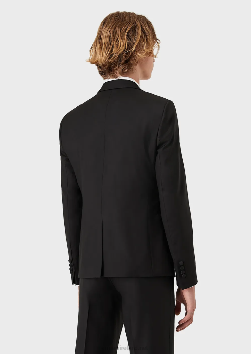 Men 086V1046 Single-Breasted, Worsted Virgin-Wool Jacket Armani Black