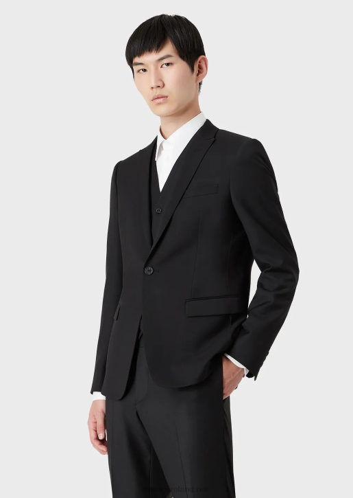 Men 086V1049 Single-Breasted, Virgin-Wool Jacket Armani Black
