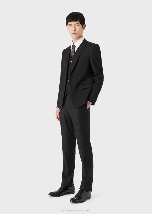 Men 086V1049 Single-Breasted, Virgin-Wool Jacket Armani Black