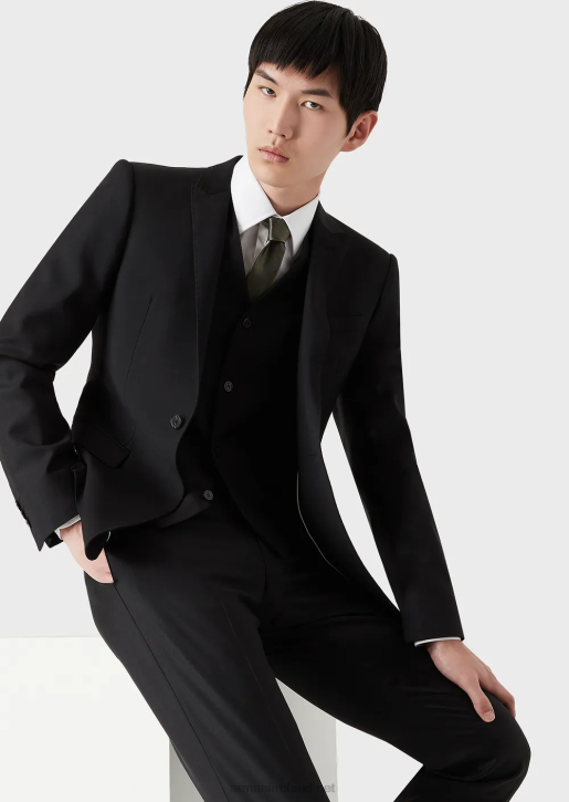 Men 086V1049 Single-Breasted, Virgin-Wool Jacket Armani Black