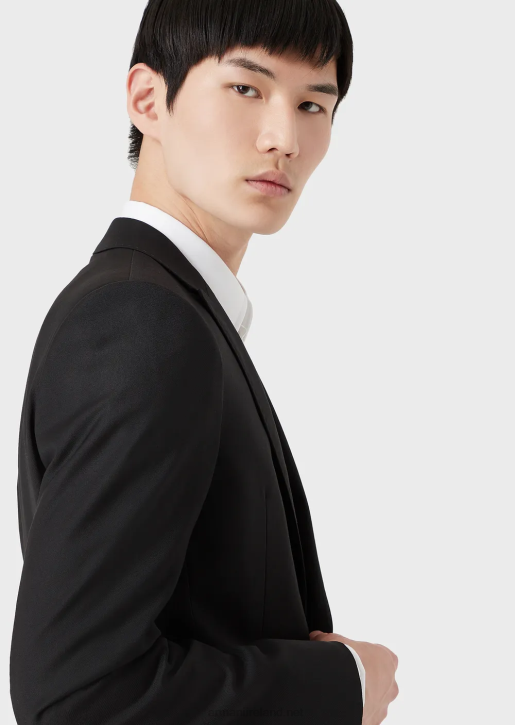 Men 086V1049 Single-Breasted, Virgin-Wool Jacket Armani Black